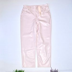 New! $138 Badgley Mischka Women Butter Soft Vegan Leather Pants Lilac Size 10